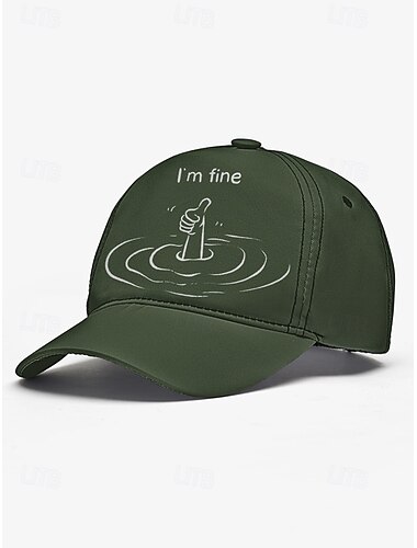  boné de beisebol azul marinho masculino com estampa 'i'm fine' – design bordado engraçado, snapback ajustável para uso casual