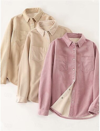 Damen Sherpa-Jacke Shacket warm halten Atmungsaktiv Knopf Tasche Bedruckt Brautkleider schlicht Plaid Urlaub Strasse Freizeitskleidung Ausgehen Einreihiger Verschluss Standard Umlegekragen Regular Fit