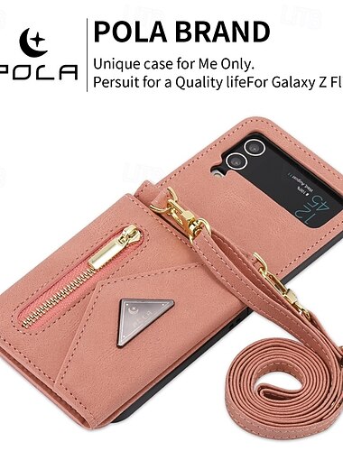  teléfono Funda Para Z Flip 6 Z Flip 5 Z Flip 4 Z Flip 3 Funda Trasera con Soporte Cremallera con cordón Retro TPU Cuero de PU