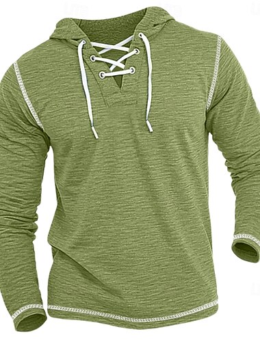 Ανδρικά Πουκάμισο Henley Hoodie Μπλουζάκι μπλουζάκι Μακρυμάνικο πουκάμισο Συμπαγές Χρώμα Με Κουκούλα ΕΞΩΤΕΡΙΚΟΥ ΧΩΡΟΥ Δρόμος Μακρυμάνικο Κορδόνι Μπλοκ χρωμάτων Ρούχα Βαμβάκι
