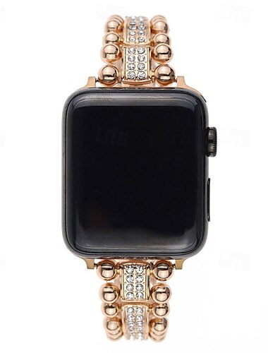  Solo-Loop Kompatibel mit Apple Watch Armband 38mm 40mm 41mm 42mm 44mm 45mm 49mm Bling-Diamant Metallverschluss Verstellbar Legierung Glasperlen Ersatzarmband für iwatch Ultra 2 Series 9 8 7 SE 6 5 4