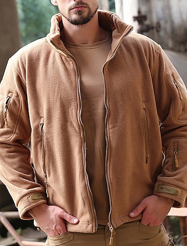  Herren Outdoorjacke Wanderjacke Fleecejacke für Wanderer Winter Draussen Patchwork warm Fleece-Futter Vliesjacken Warme taktische Jacke Voller Reißverschluss Klettern Camping / Wandern