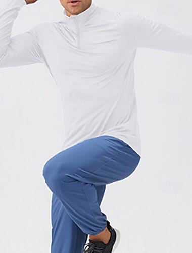  Per uomo T-shirt da corsa Cerniera Manica lunga Cerniera superiore Informale Athleisure Autunno Traspirante Asciugatura rapida Morbido Allenamento in palestra Corsa Marcia abbigliamento sportivo