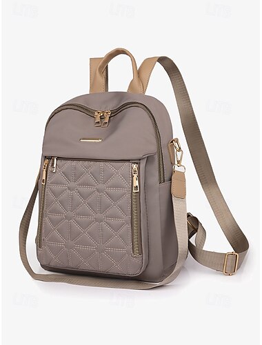  beiger Stepprucksack für Damen mit Reißverschlusstaschen und verstellbaren Riemen – stylische Alltagstasche für Arbeit und Reisen