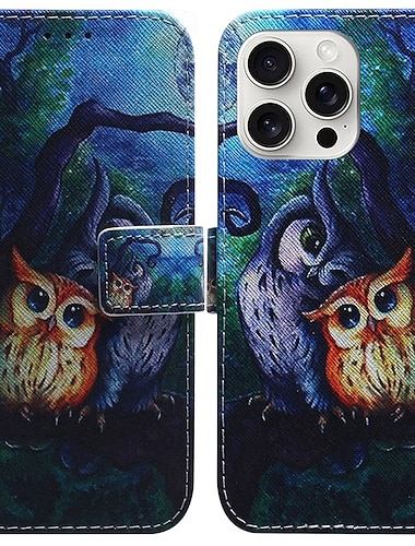  telefoon hoesje Voor iPhone 16 Pro Max Plus iPhone 15 Pro Max Plus iPhone 14 13 12 11 Pro Max Plus Mini SE Achterkant met standaard Magnetisch Kaartsleuf Tijger Retro TPU PU-nahka