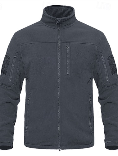  Herr Utomhusjacka Polar fleecejacka Taktisk jacka Dagligen Semester Håller värmen Ficka Fleece Höst vinter Slät Mode Streetwear Hög krage Normal Svart Marinblå Kaki Armégrön Grå Jacka