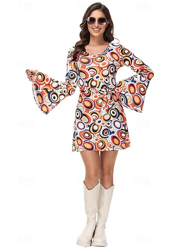  Cosplay Paare Faschingskostüme Austattungen Erwachsene Herren Damen Hippie 1970er Disko Party Karneval Maskerade Einfaches Karnevalskostüm