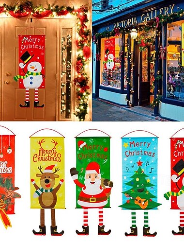  メリークリスマス ドアバナー ポーチサイン 吊り下げ飾り クリスマスデコレーション 家庭用 新年 クリスマス ハッピー
