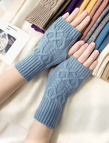  Handschuhe fingerlos Handgelenk fingerlose Strickhandschuhe Armstulpen dehnbare Ärmel für Frauen Winter warm Unisex für Fäustlinge