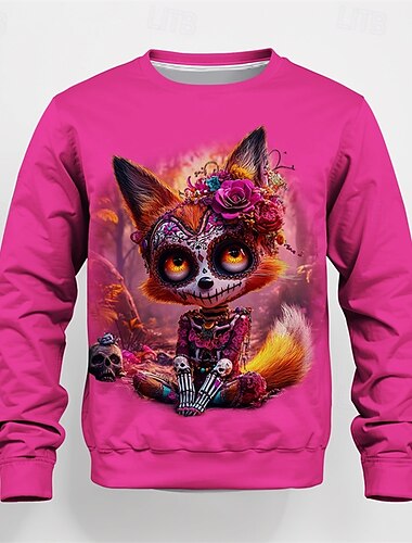  Mädchen 3D Graphic Tier Karikatur Pullover Langarm Frühling Herbst Modisch Basic kinderkleidung 4-12 Jahre Rundhalsausschnitt Outdoor Casual Täglich Regular Fit