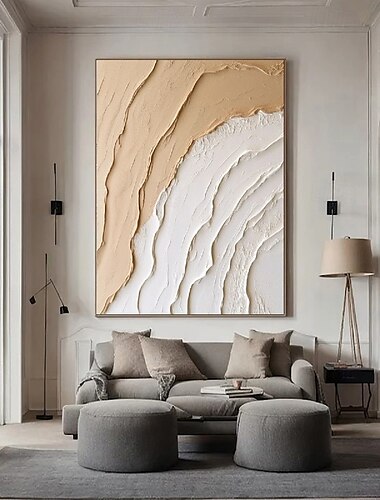  handgemalte abstrakte braune Wellengemälde auf Leinwand, handgemachtes reich strukturiertes Acrylgemälde, moderne Wandkunst, handgemaltes Kunstwerk, Ölgemälde für Wohnzimmer-Wanddekoration