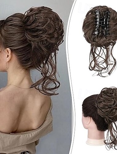  Chignons / Haarknoten Haarknoten Einclipsen Synthetische Haare Haarstück Haar-Verlängerung Wellen Party Täglich Freizeitskleidung Dunkelbraun Silber Braun