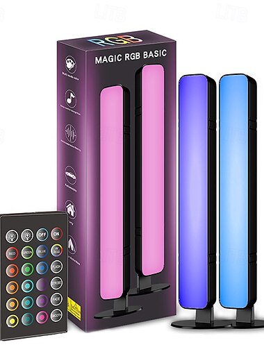  נורת LED חכמה עם בקרה על אור אווירה מנורת אווירה לחדר שינה תחרות חשמלית לשפר אווירה עם שלט IR USB 2 חבילות