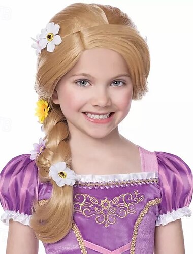  Peluca de Rapunzel para niños, pelucas de princesa para fiesta de cosplay de Halloween