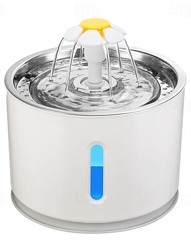  Perros Gatos Animales Pequeños de Pelo Bebedero automático / Cuencos para perros y gatos 3 L Acero Inoxidable ABS + PC Automático Fácil de Instalar Fuente Color sólido Blanco Cuencos y Alimentación