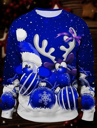  Jul julenissen Reinsdyr Pullover Morsom julegenser 3D-utskrift 3D Jul Graphic Til Par Herre Dame Voksne Jul Maskerade 3D-utskrift Fest Festival