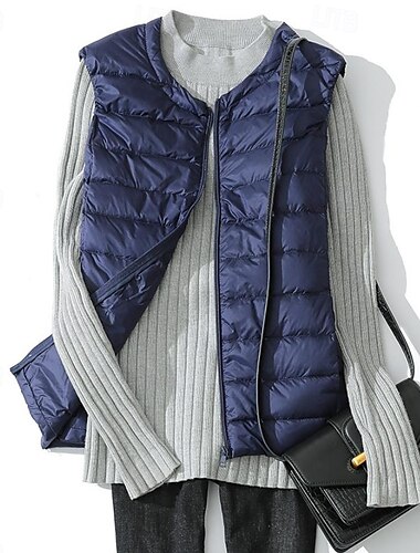  Leichte Daunenweste Damen Kurzer Rundhals Herbst und Winter Neue Schulter Daunenjacke Muts Plus Size