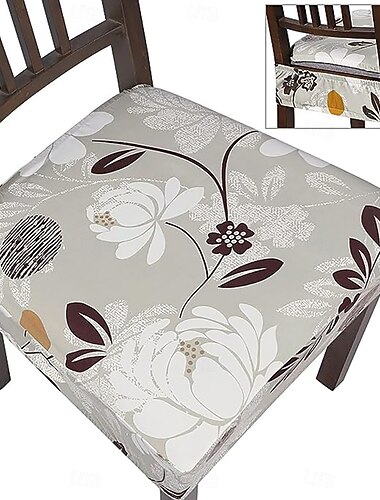  Floral Seat Covers for Dining Room Stool Chair Cover Geometric Printed Polyester Slipcovers