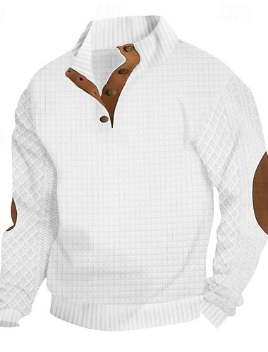  Per uomo Felpa a nido d'ape Felpa Nero Bianco Verde militare Cachi Grigio Colletto Mao Liscio Jacquard Collage Giornaliero Per eventi Per uscire Strutturato Streetwear Informale Autunno Inverno