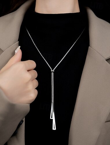  minimalistický geometrický dlouhý náhrdelník s přívěskem pro ženy – elegantní řetízkový šperk pro kancelářské, běžné i večerní nošení