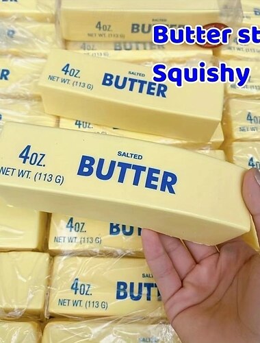 2er-Pack Butterstick-Squishy-Spielzeuge, weich, langsam springend, lustiges Fingerleckspielzeug für Erwachsene