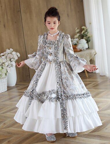  Rokoko Vintage inspiriert Kleid Partykostüm Maskerade Prinzessin Shakespeare Einfarbig Ballkleid Mädchen Halloween Karneval Kindertag Party Geburtstag Ferien Kinder Kleid Ganzjahres