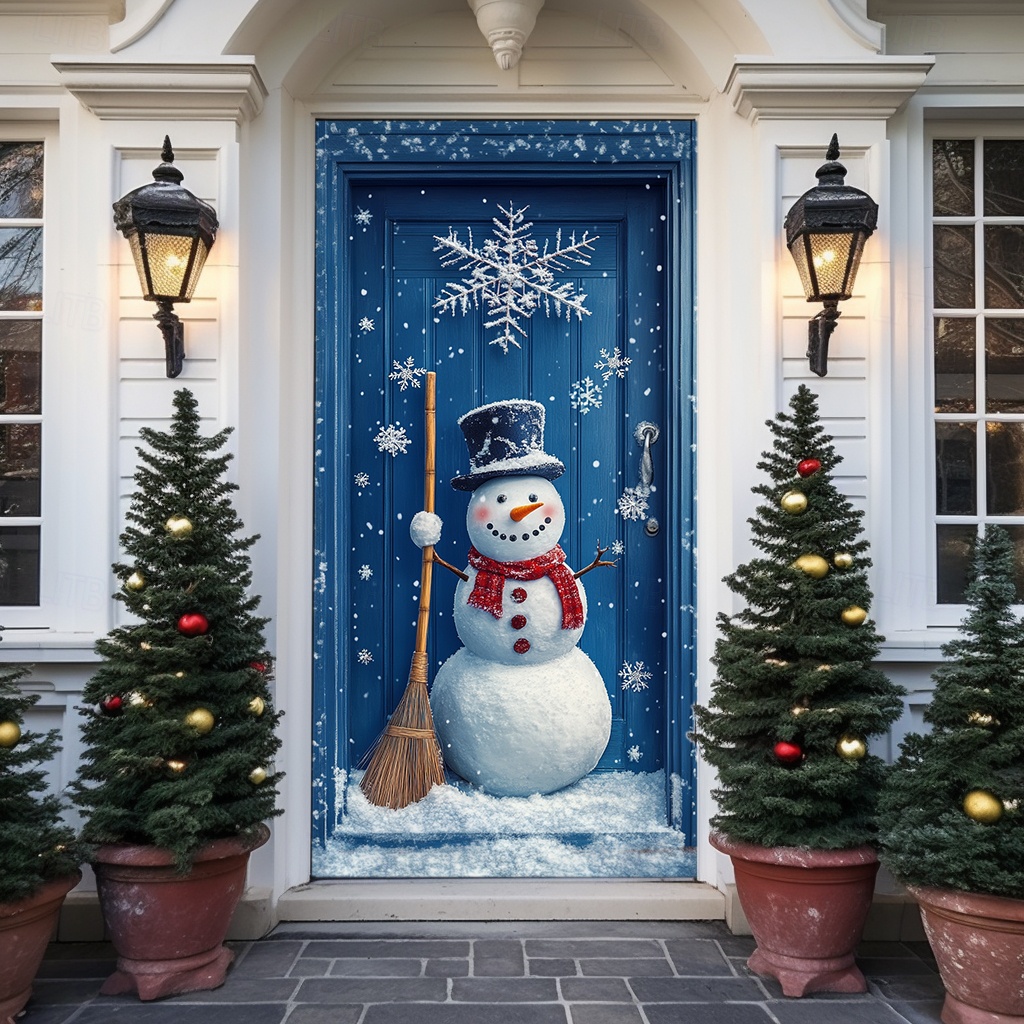  juledørdekorasjoner dørdeksler reinsdyrkrans juledørteppe dørgardindekorasjon bakteppe innendørs/utendørs dørbanner til inngangsdør gårdshus