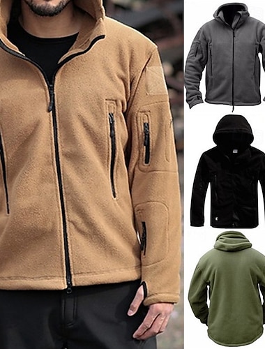  Herren Fleecejacke für Wanderer Vlies Winter Draussen Warm Weich Komfortabel Vliesjacken Voller Reißverschluss Camping / Wandern / Höhlenforschung Reisen Wintersport Schwarz Armeegrün Khaki Grau