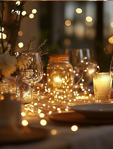  led-lichtsnoeren, dimbare koperdraadlampjes met afstandsbediening 50m-500leds 30m-300leds 20m-200leds 10m-100leds voor feest-, bruilofts-, kerstboom- en slaapkamerdecoraties