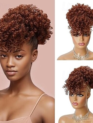  Chignons / Haarknoten Haarknoten Einclipsen Synthetische Haare Haarstück Haar-Verlängerung Afro stylish Party Täglich Freizeitskleidung Rotbraun Burgunderrot Lila