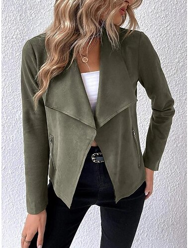  Damen Jacke Alltagskleidung Feste Farbe Windundurchlässig Modisch Regular Fit Oberbekleidung Langarm Frühling Schwarz S