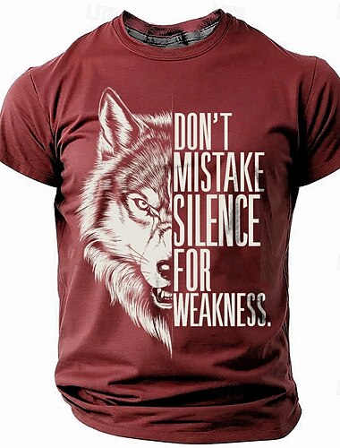  Herren Wolf T Shirt Kurzarm T-Shirt 3D-Druck Rundhalsausschnitt Hemd Retro Vintage Brautkleider schlicht Streetstyle Sports Outdoor Festtage Ausgehen Schwarz Rote Blau Frühling Sommer Bekleidung S M