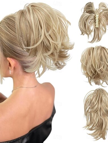  Correa Coletas Suave / Natural / Fácil vestidor Pelo sintético Pedazo de cabello La extensión del pelo Recto 12 pulgadas Fiesta / Fiesta / Noche / Diario