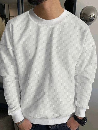  Hombre Sudadera Negro Blanco Caqui Gris Cuello Barco Jacquard Estriado Con Texturas Textura de punto Deporte Diario Festivos Poliéster Texturizado Ropa de calle Básico Casual Otoño Invierno Ropa