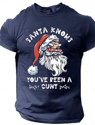  Weihnachts-T-Shirt für Herren, lustiges Weihnachts-T-Shirt mit Weihnachtsgrafik, Weihnachtsmann, fröhlich, lustig, schwarz, rot, dunkelgrau, T-Shirt mit Grafik, Baumwolle, Sport, klassisch,