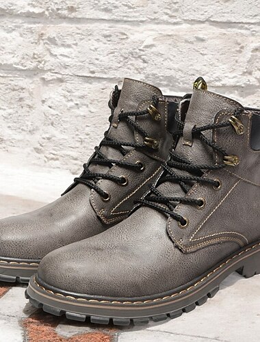  Braune Arbeitsstiefel aus Leder für Herren, strapazierfähige Schnürstiefeletten mit robuster Sohle, perfekt für Outdoor-Aktivitäten, Bauarbeiten und als Freizeitkleidung