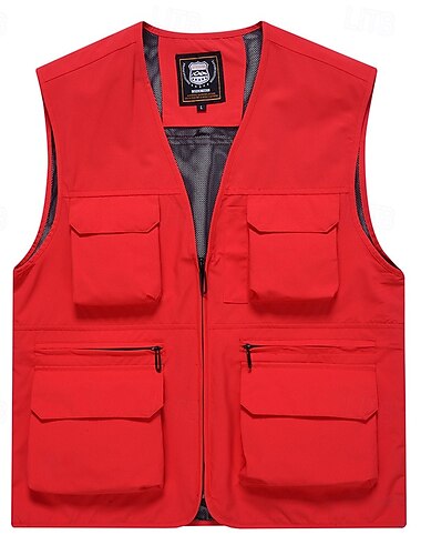  Herren Weste Angelweste Weste für Wanderer Täglich Verabredung Urlaub Modisch Brautkleider schlicht Frühling & Herbst Gitter Tasche Polyester Atmungsaktiv Komfortabel Glatt Reisverschluss V Ausschnitt