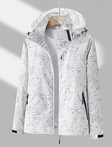  女性用 ハイキング ジャケット 冬 アウトドア 花 植物 防水 防風 マルチポケット フロントファスナー 軽量ジャケット フルジップ キャンプ / ハイキング / ケイビング ウィンタースポーツ ブラック ピンク レッド パープル グリーン