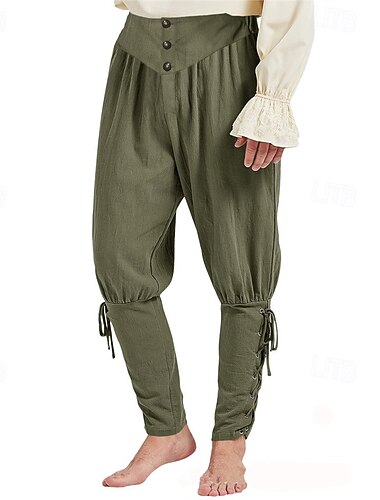  Hombre Pantalones de algodón Pantalones tapered Pantalones Pantalones casuales Bolsillo Correa Plano Comodidad Transpirable Fiesta Escenario Festivos Hawaiano Boho Ejercito verde Negro