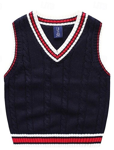  kinderkleidung Jungen Pullover Farbblock Ärmellos Patchwork Schulanfang Täglich Weiß Herbst Kleidung 4 Jahre +