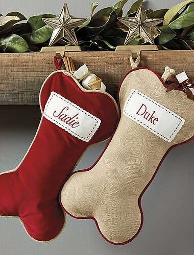  Sacs cadeaux de Noël, décoration de Noël, fête de Noël, toile de jute, motif os de chien, décor d'ambiance festive