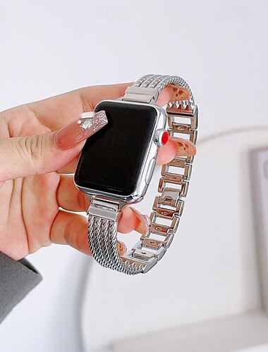  Solo loop Kompatibel med Apple Watch-klokkereim 38mm 40mm 41mm 42mm 44mm 45mm 49mm Dame Metalllås Justerbar Legering Erstatningsklokkerem til iwatch Ultra 2 Series 9 8 7 SE 6 5 4 3 2 1