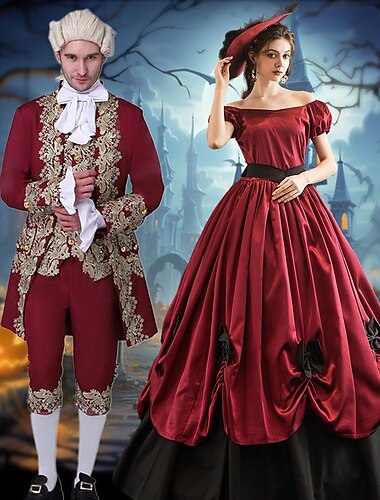  Princesse Prince Vampire Couples Tenue Déguisements de couple de groupe d'Halloween Adulte Homme Femme Style Royal Rococo Baroque Utilisation Soirée Mascarade Halloween Carnaval Costume de carnaval