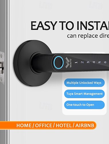  wafu wf-016 cerradura de puerta con huella digital biométrica inteligente cerradura de puerta con contraseña bluetooth inteligente desbloqueo de aplicaciones entrada sin llave batería usb funciona con