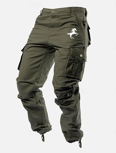  Herren Cargohose Cargohosen Cargohose Arbeitshose Multi Pocket Graphic Tier Pferd Draussen In voller Länge Outdoor Sports Outdoor Casual Klassisch westlicher Stil Gelb Armeegrün Mikro-elastisch