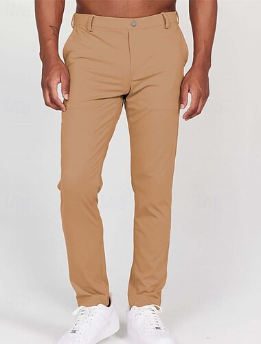  Men's Dress Pants Trousers Chinos Buttons Pocket Plain Comfort Formal Party Work Fashion Classic Style Black White Micro-elastic