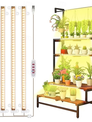  Lámpara LED de espectro completo para cultivo de plantas, luz solar, USB, 5 V, para plantas de interior, armario, invernadero de verduras, 1/2/4 piezas (estante no incluido)
