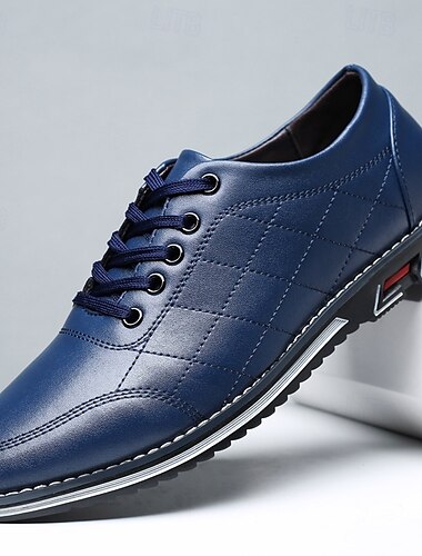 Gesteppte blaue Kunstleder-Sneaker für Herren – stilvolle Freizeitschuhe mit Schnürung und strapazierfähiger Sohle für den Alltag und Outdoor-Aktivitäten