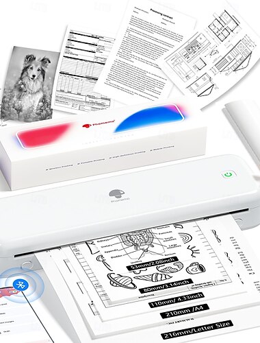  Tragbarer Drucker Phomemo M834, kabelloser Bluetooth-Thermodrucker, unterstützt Thermopapier in mehreren Größen