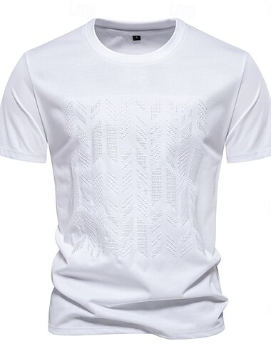  Herre T skjorte Kortermet Rund Crewneck Sommer Pyntet og brodert Fritid Broderi Fritid / hverdag Hvit Svart Lysegrønn Topp T-skjorte for menn